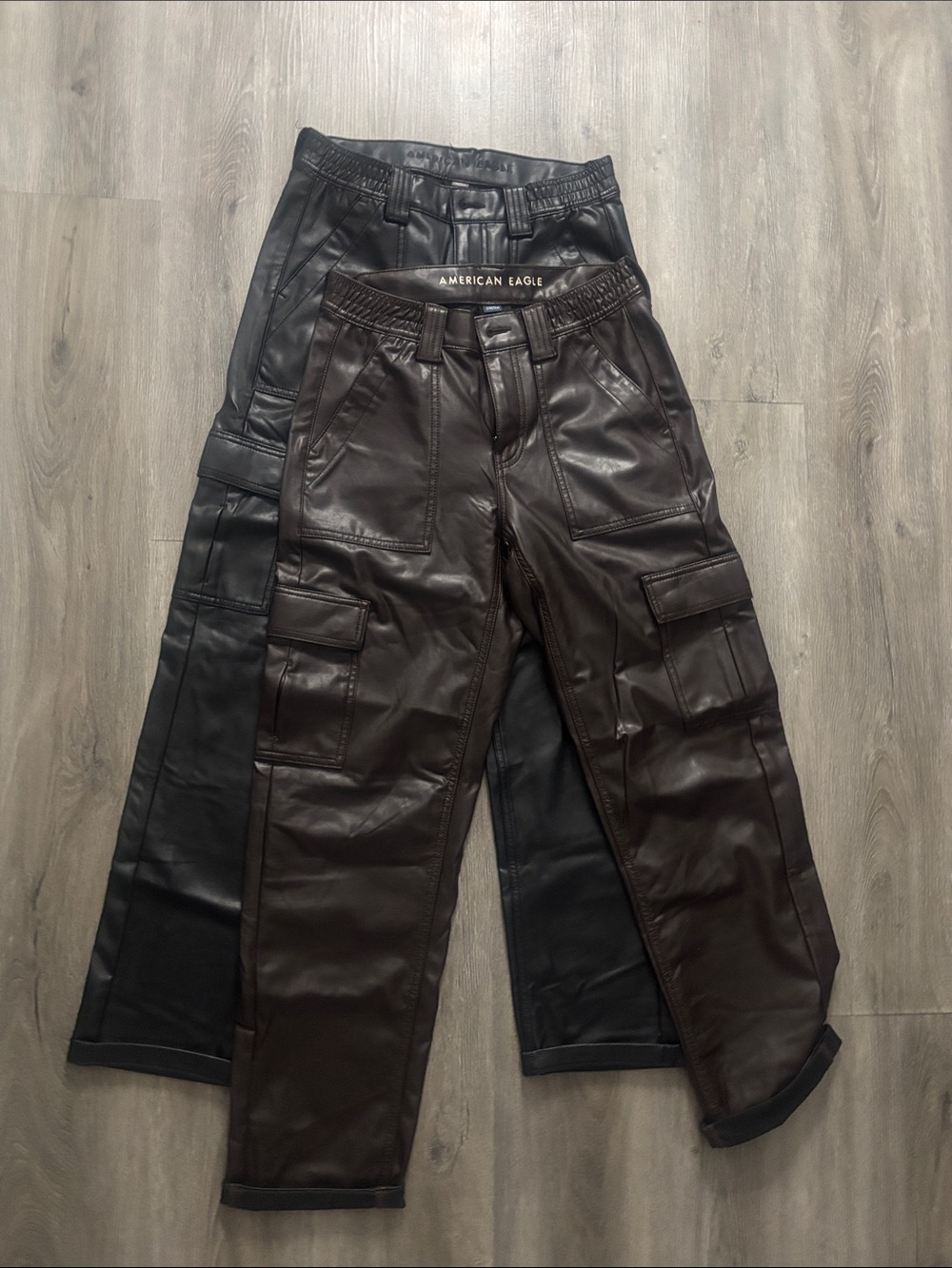 American Eagle Outfitters Black Leather Cargo Pants